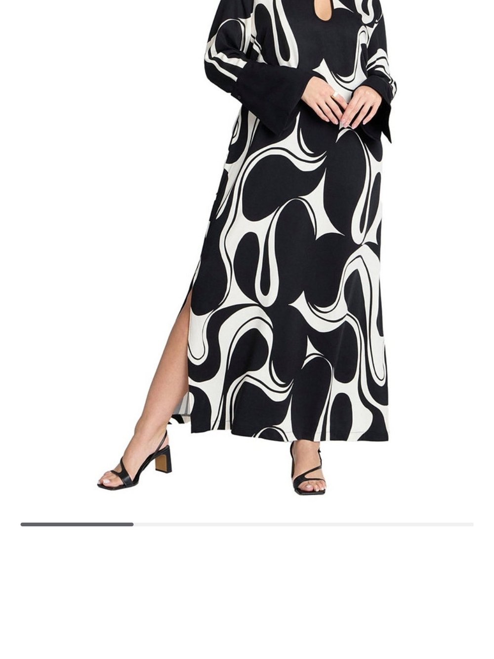 Eloquii Black & White Long-Sleeve Swirl Maxi Dress